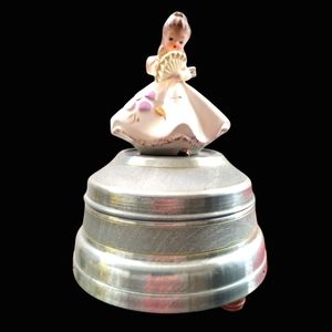 Vintage rare musical powder box